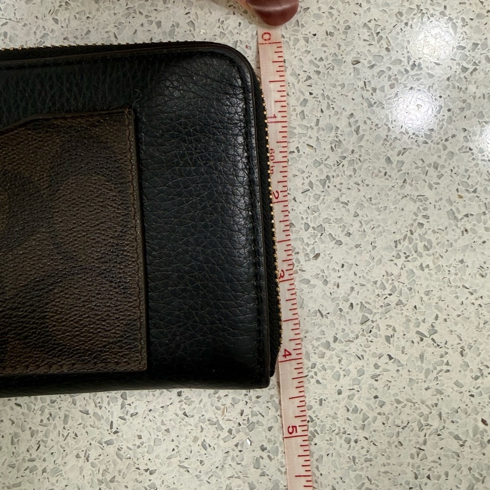 Coach Dark Brown Leather Monogram Gold Hardware Zippered Wallet - Picture 12 of 13